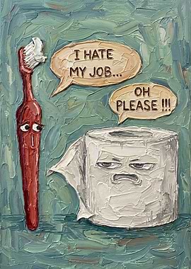 Toothbrush and Toilet Paper with Faces