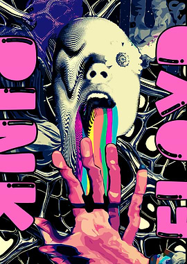 Surreal Face with Rainbow Tongue