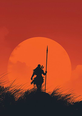 Tribal Warrior at Sunset