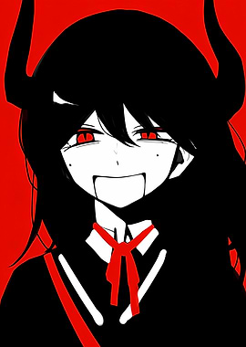 Anime Character with Horns and Red Eyes