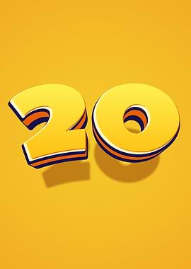 3D Yellow Number 20