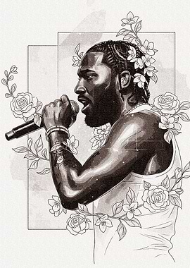 Rapper with Flowers Illustration
