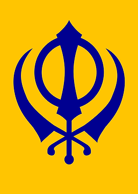 Sikh Khanda Symbol on Yellow Background
