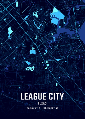League City Texas Midnight City Map