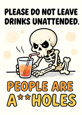 Skeleton drinking from a glass