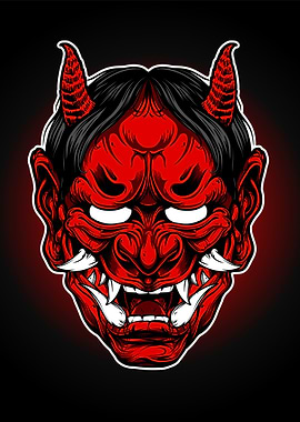 Red Oni Mask with Horns