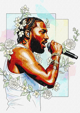 Man singing with flowers