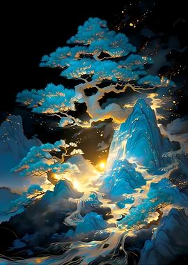 Mountain Landscape with Bonsai