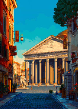 Pixel Art The Pantheon Italy