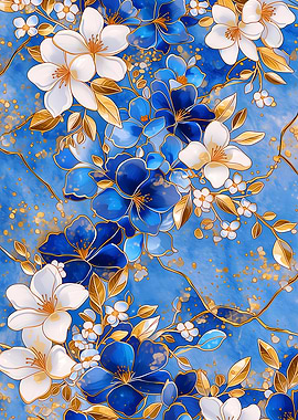 Floral Pattern with Gold Accents