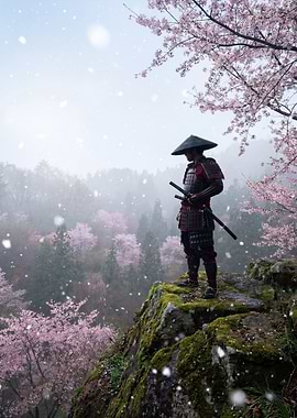 Samurai in Cherry Blossoms