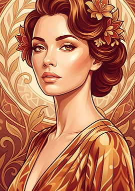 Art Nouveau Woman with Flowers
