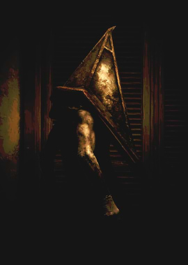 Pyramid Head in Dark Hallway