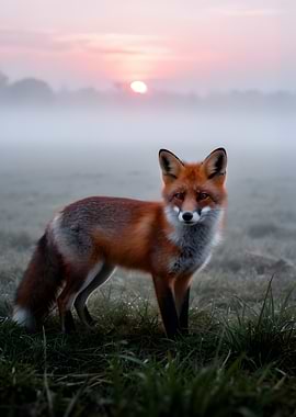 Fox in Misty Sunrise