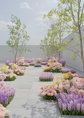 Rooftop Garden with Colorful Flowers