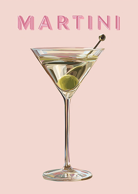 Martini Glass with Olive
