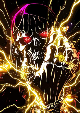 Skull with Yellow Lightning