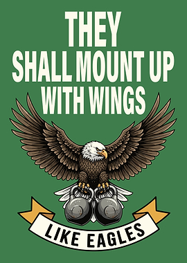 Eagle with Kettlebells and Inspirational Text