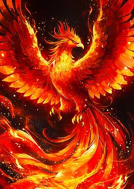 Fiery Phoenix in Flight