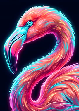 Neon Flamingo Portrait