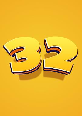Bold Yellow Number 32
