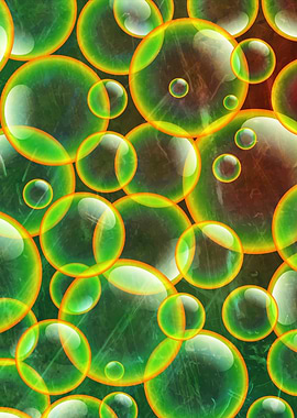 Abstract Grunge Green Bubbles Background