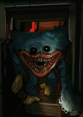 Huggy Wuggy in a Dark Corridor