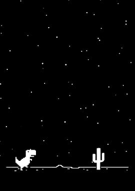 Pixel Dinosaur in Desert Night