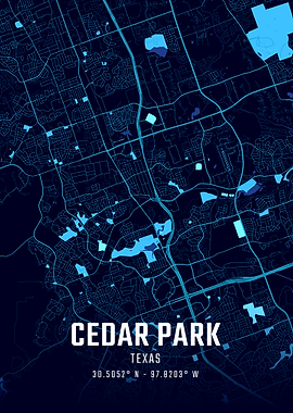 Cedar Park Texas Midnight City Map