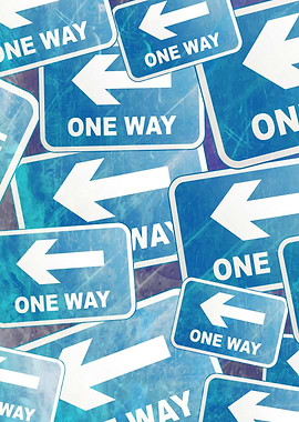 Grunge Collage of One Way Signs