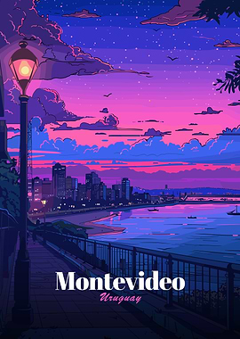 Montevideo Uruguay Sunset Cityscape