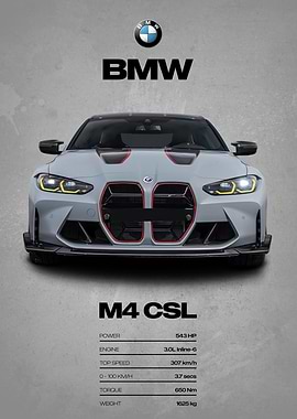 BMW M4 CSL Car Poster