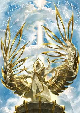 Angelic figure with golden wings