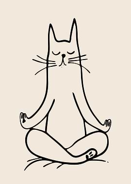 Meditating Cat Illustration