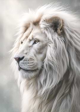 Majestic White Lion Portrait