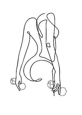 Woman lifting dumbbells line art