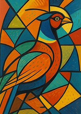 Geometric pheasant Painting