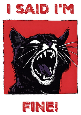 Black Cat Yelling 'I Said I'm Fine!'