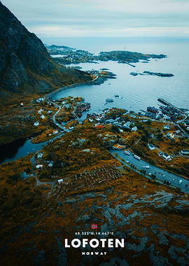 Aerial view of Lofoten, Norway