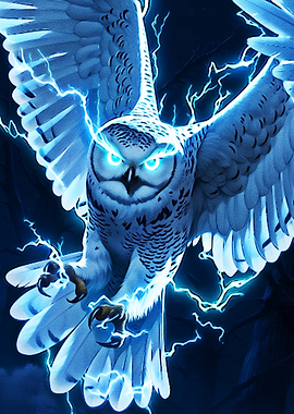 Electric Owl with Glowing Eyes