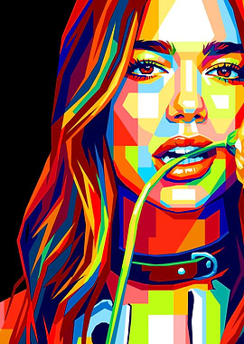 Portrait of a Dua Lipa with Flower