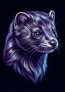 Stylized Portrait of a Mink
