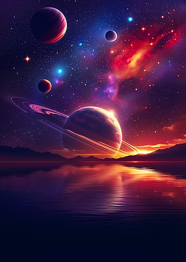 Cosmic Sunset Over Alien Planet