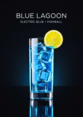 Blue Lagoon Highball — Electric Blue Cocktail with Lemon Slice