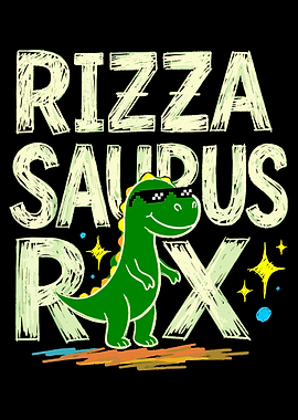Rizzasaurus Rex Poster, Funny Dinosaur Wall Art, Cool T Rex Meme Print for Kids Room