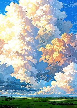 Dramatic Sky Over Green Landscape