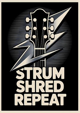 Strum Shred Repeat Guitar Lightning