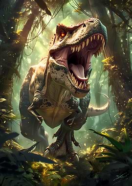 Fierce Tyrannosaurus Rex in Jungle