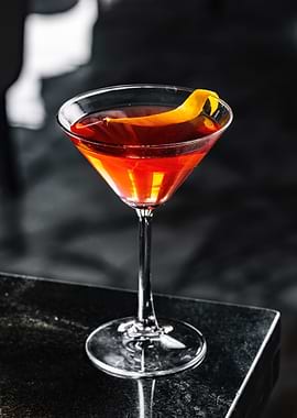 Cocktail with Orange Peel Garnish