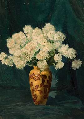 White Hydrangeas in a Yellow Vase